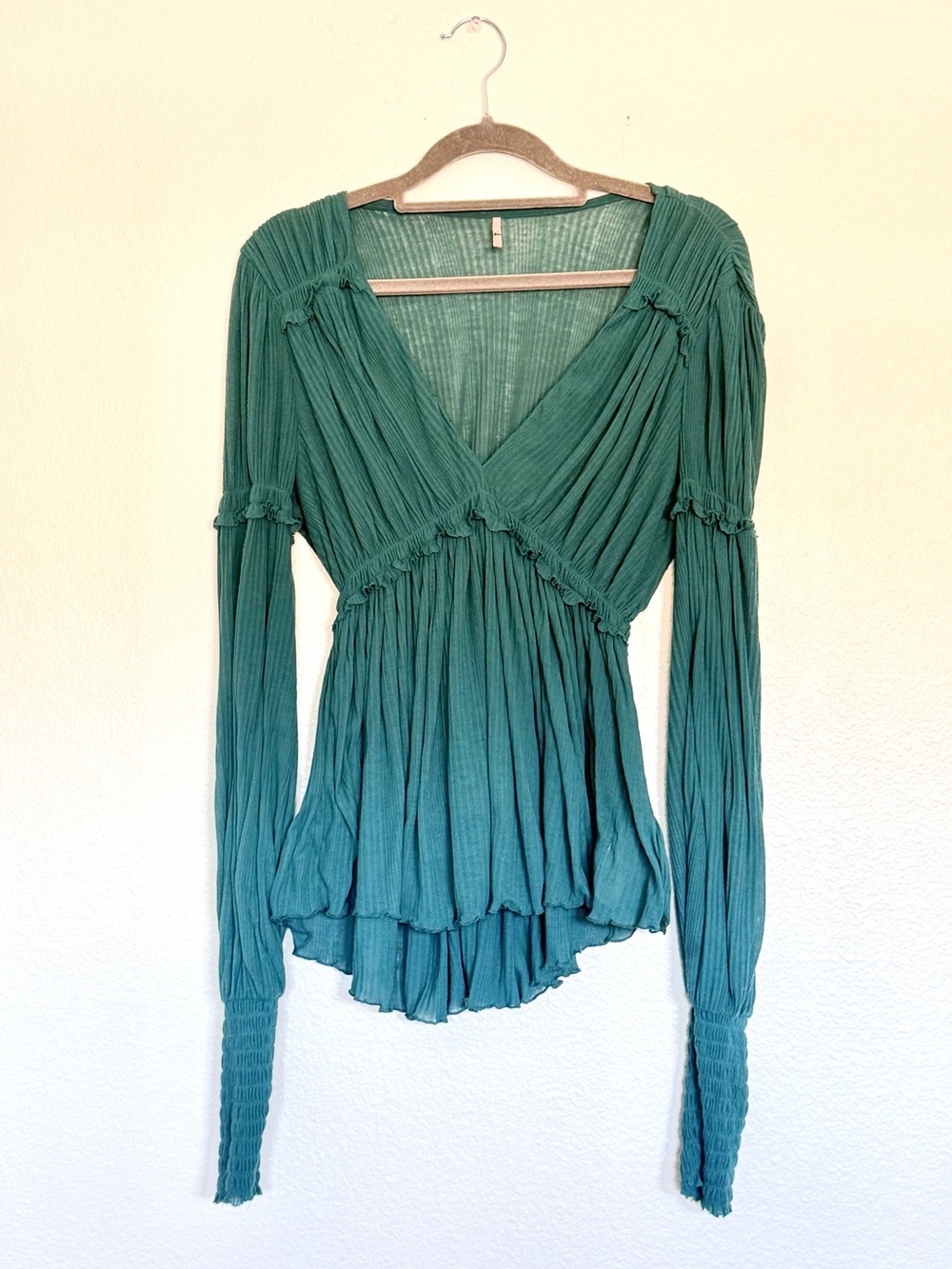 Free People Day Dreaming Top Teal Turquoise Size XS Boho y2k Fairycore